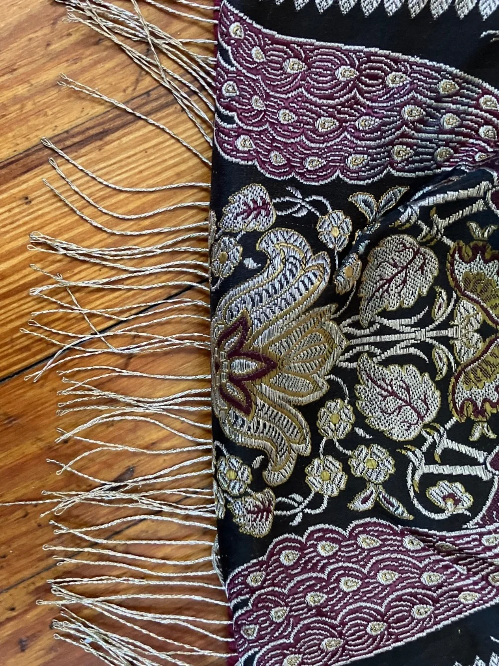 Artisanal Kashmiri Peacock Embroidered Wall Pouch / Mono Stole